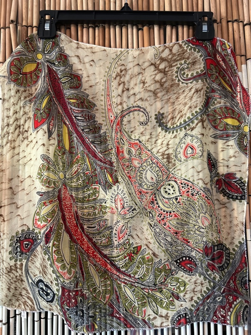 Paisley Scarf in Cream, Red & Yellow - Picture 3 of 3